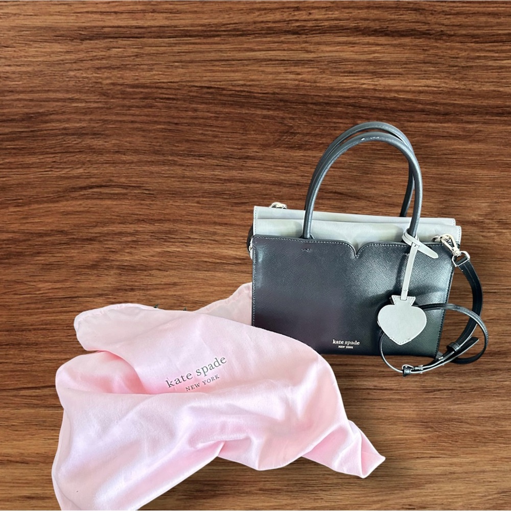 Kate Spade Black and White Satchel with Structured Design